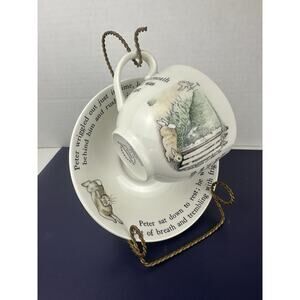 Wedgwood Peter Rabbit Cup & Saucer UK Engraved Antique